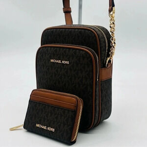 Michael Kors Medium NS Chain Xbody Bag & Jet 
Set Travel MD ZA Card Case Wallet